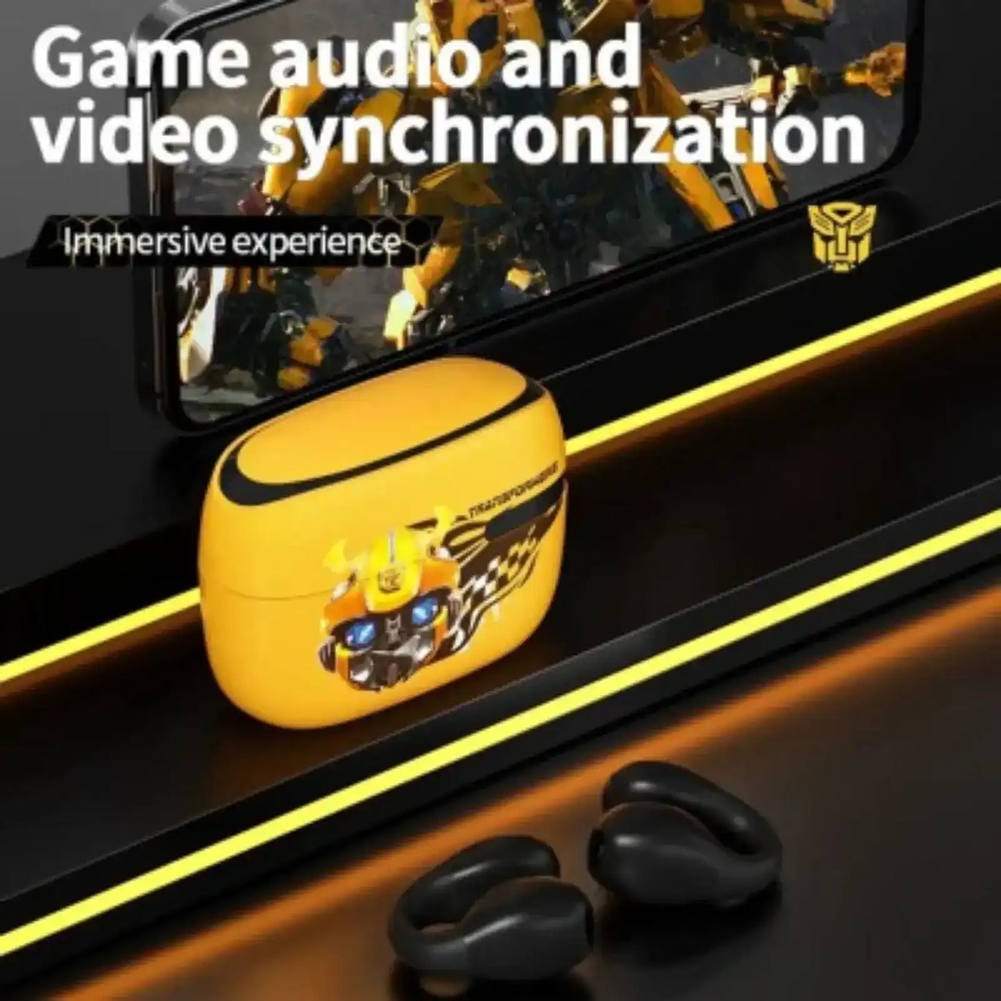 Transformers TF-T05 Ear Clip Open Touch ENC Noise Reduction Earphones-Yellow transformers