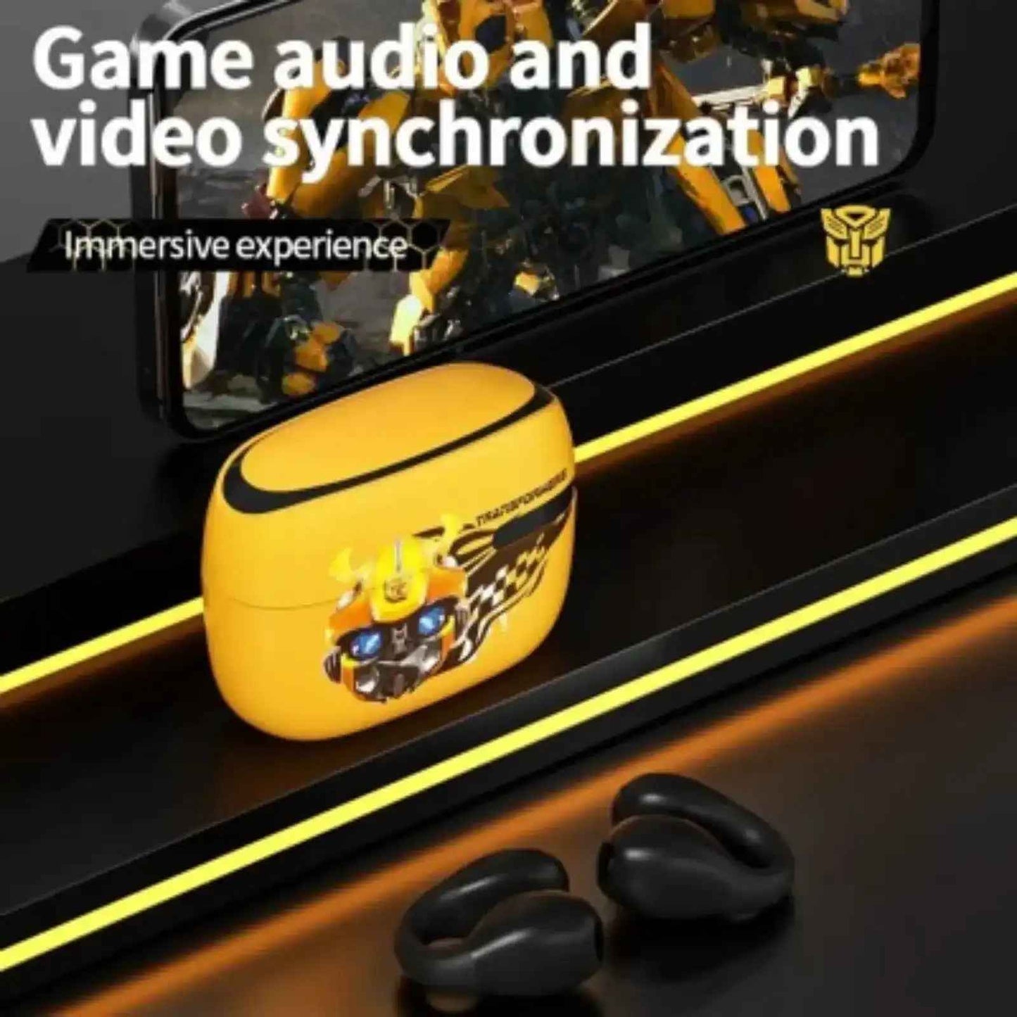 Transformers TF-T05 Ear Clip Open Touch ENC Noise Reduction Earphones-Yellow