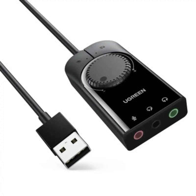 UGREEN CM129 USB External Stereo Sound Adapter 15cm-Black