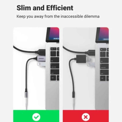 UGREEN CM477 USB 2.0 to 3.5mm Audio Adapter 25cm-Dark Gray