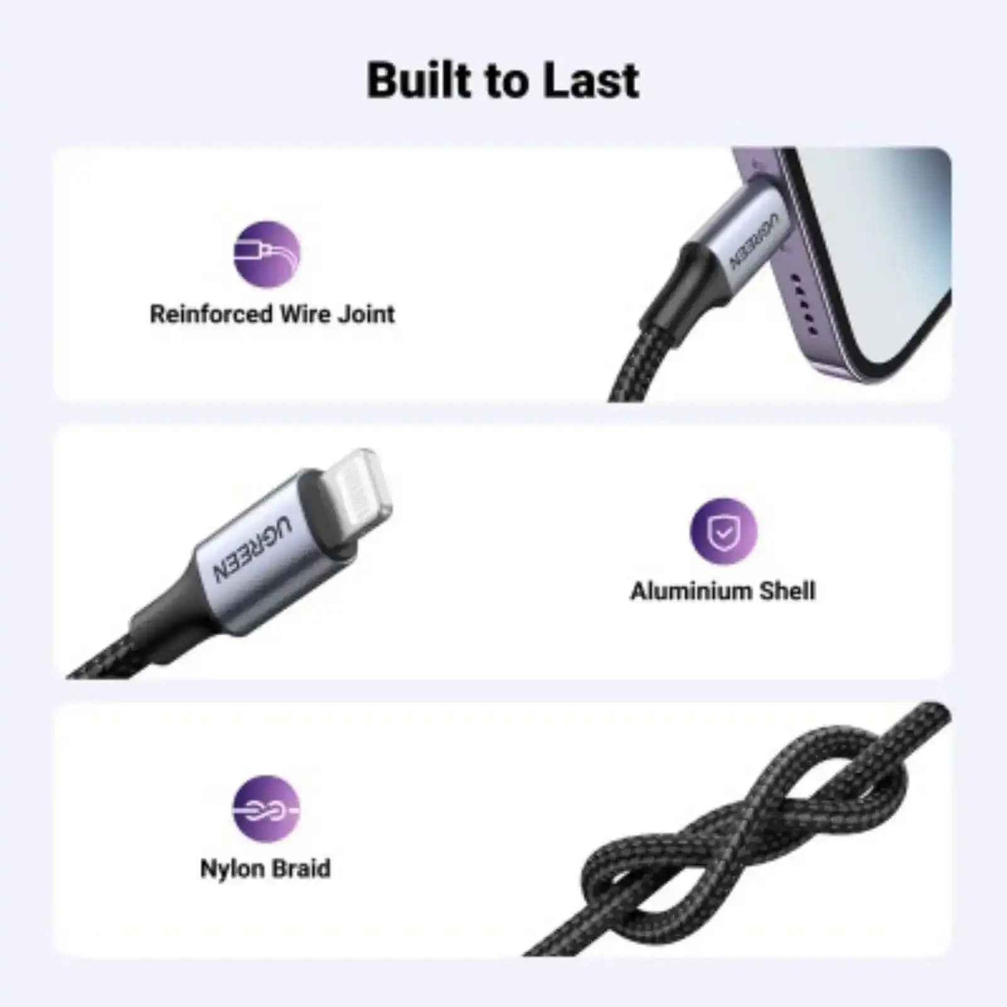 UGREEN US211 Lightning to Mini Jack 3.5mm Audio Adapter 10cm