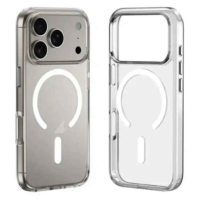 ZGA Magsafe Metal Buttons Clear PC Hybrid TPU Phone Case