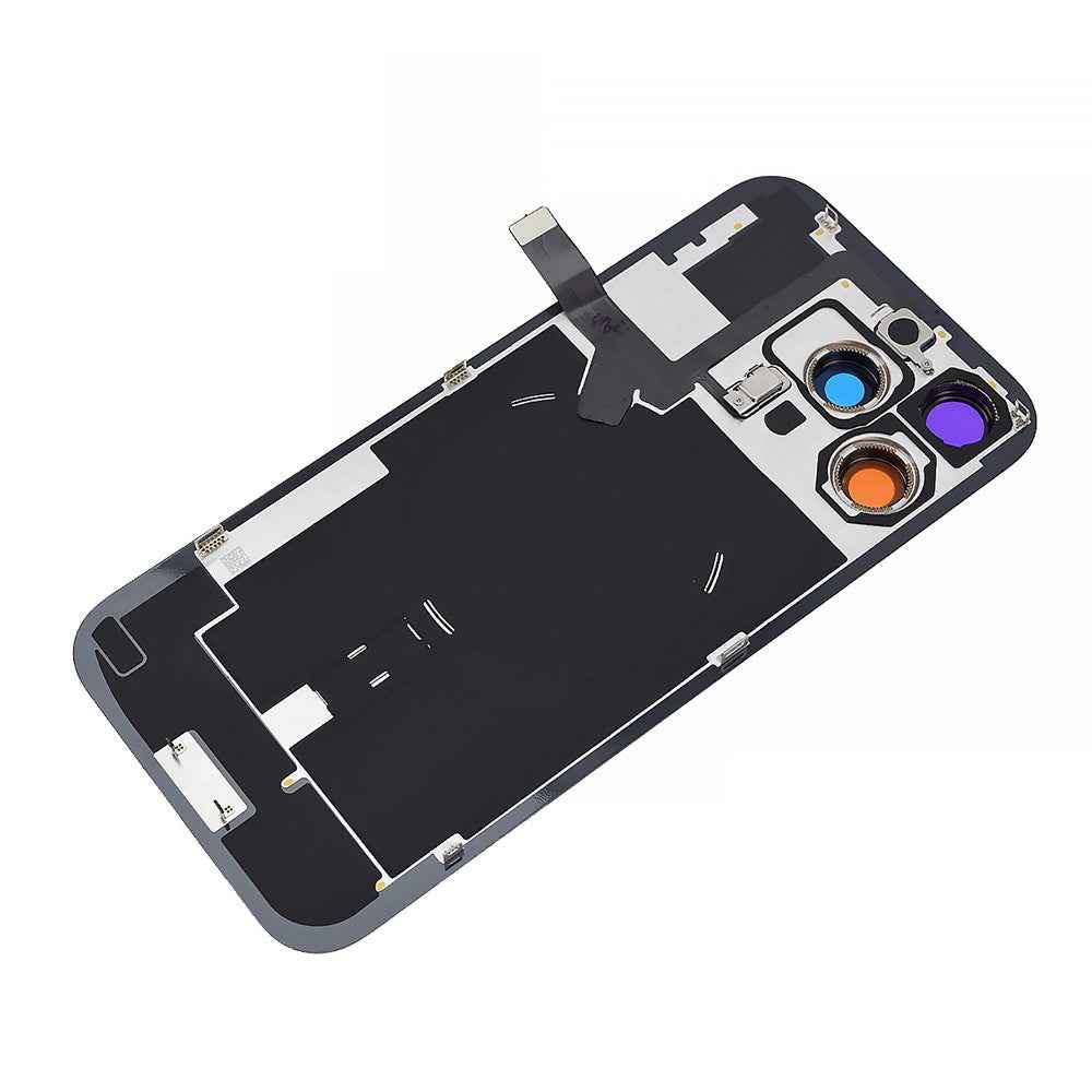 BQ7 Rear Cover Glass with Camera Lens Glass and Wireless NFC Charging with Flash Flex Cable for iPhone 16 Pro Max-Black Titanium