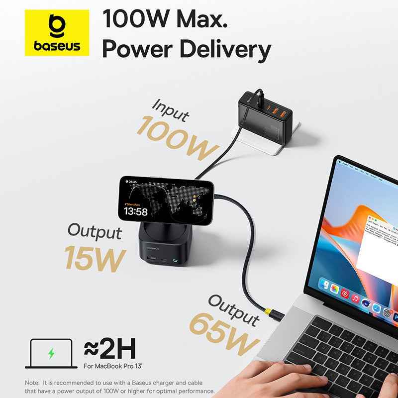 Baseus MagPro Series II 7-in-1 USB-C Hub with 15W Qi2 Wireless Charger