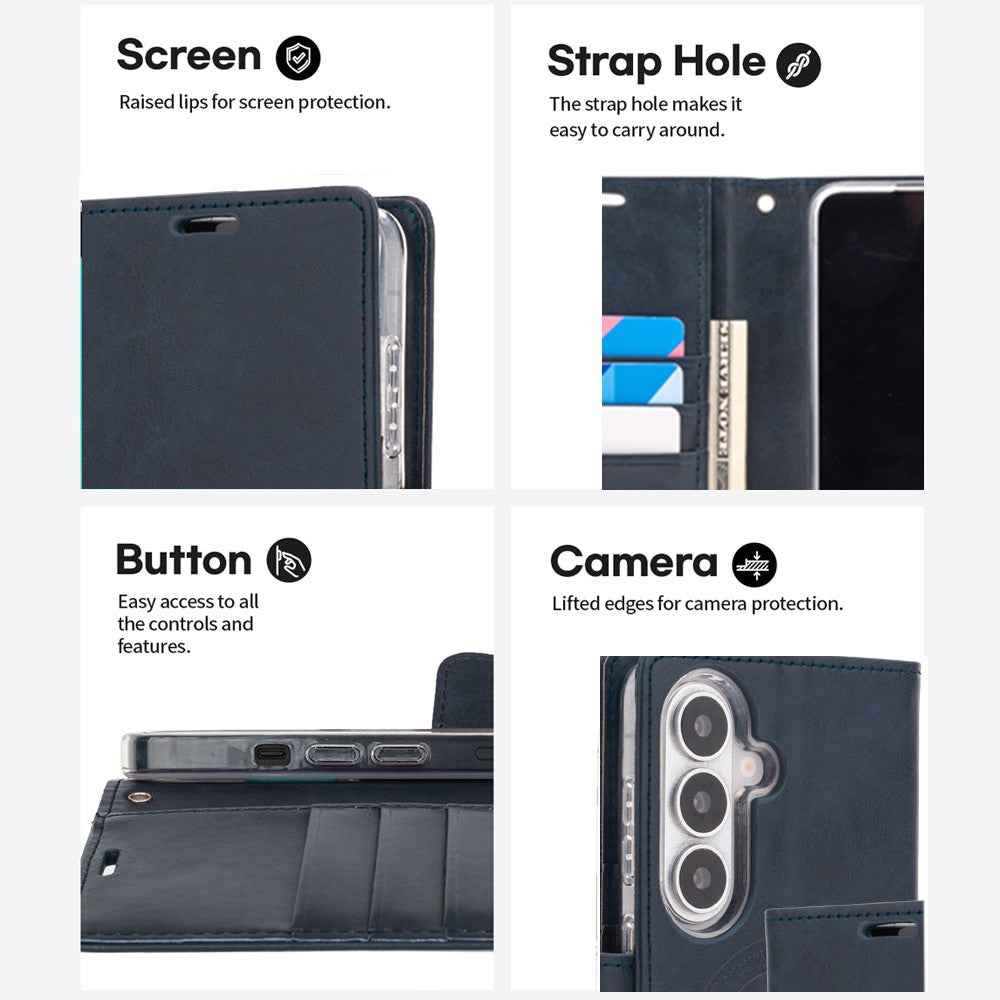 Mercury Blue Moon Diary Case With Magnetic Ring for Samsung Galaxy S26 Plus