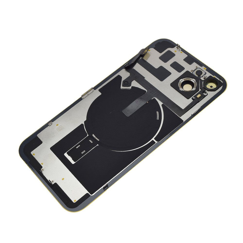 BQ7 Rear Cover Glass with Camera Lens Glass and Wireless NFC Charging with Flash Flex Cable for iPhone 14 Plus-Yellow
