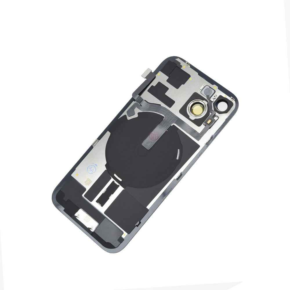 BQ7 Rear Cover Glass with Camera Lens Glass and Wireless NFC Charging with Flash Flex Cable for iPhone 15 -Black