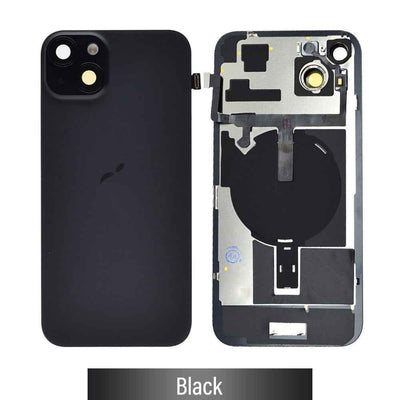 BQ7 Rear Cover Glass with Camera Lens Glass and Wireless NFC Charging with Flash Flex Cable for iPhone 15 Plus-Black