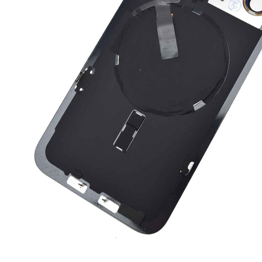 BQ7 Rear Cover Glass with Camera Lens Glass and Wireless NFC Charging with Flash Flex Cable for iPhone 15 Pro Max-White Titanium