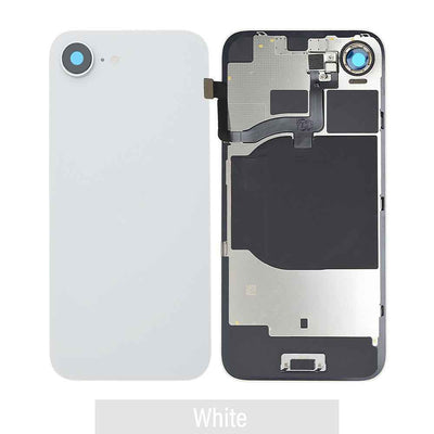 BQ7 Rear Cover Glass with Camera Lens Glass and Wireless NFC Charging with Flash Flex Cable for iPhone 16E-White