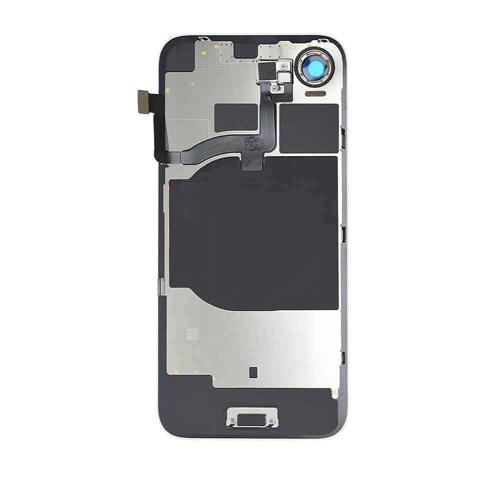BQ7 Rear Cover Glass with Camera Lens Glass and Wireless NFC Charging with Flash Flex Cable for iPhone 16E-White