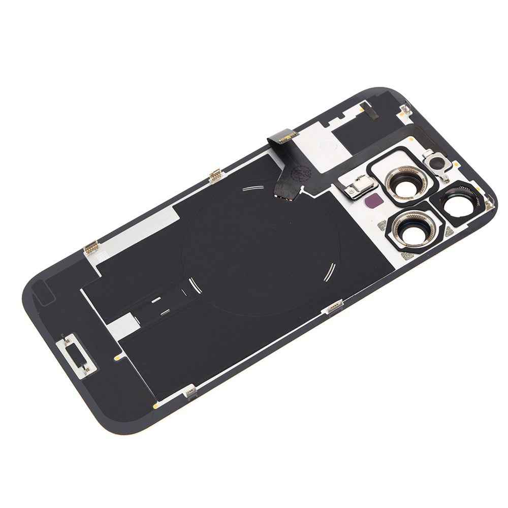 BQ7 Rear Cover Glass with Camera Lens Glass and Wireless NFC Charging with Flash Flex Cable for iPhone 16 Pro Max-Desert Titanium