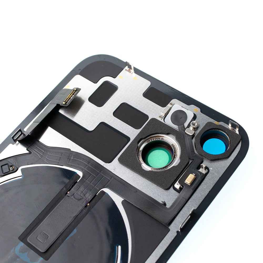 BQ7 Rear Cover Glass with Camera Lens Glass and Wireless NFC Charging with Flash Flex Cable iPhone 14-Blue
