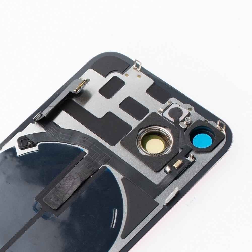 BQ7 Rear Cover Glass with Camera Lens Glass and Wireless NFC Charging with Flash Flex Cable for iPhone 14-Red