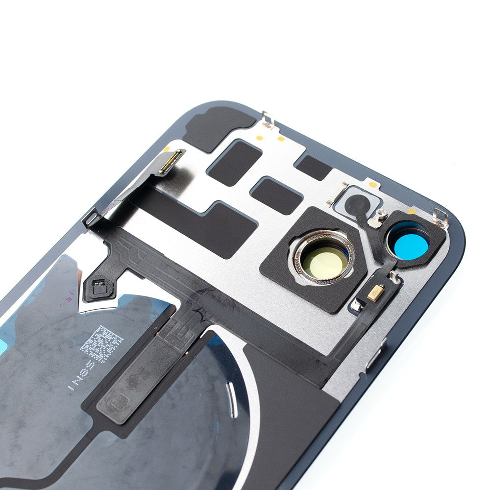 BQ7 Rear Cover Glass with Camera Lens Glass and Wireless NFC Charging with Flash Flex Cable for iPhone 14 Plus-Midnight