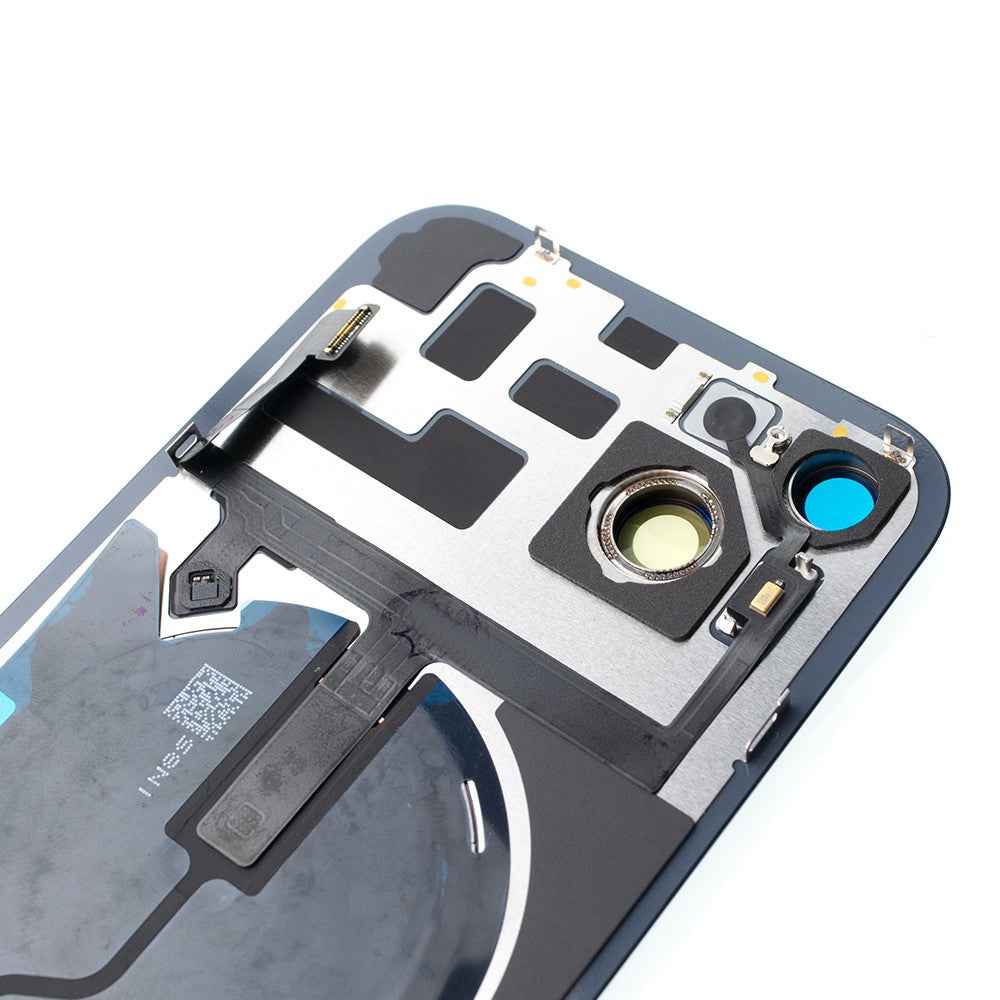 BQ7 Rear Cover Glass with Camera Lens Glass and Wireless NFC Charging with Flash Flex Cable for iPhone 14 Plus-Midnight