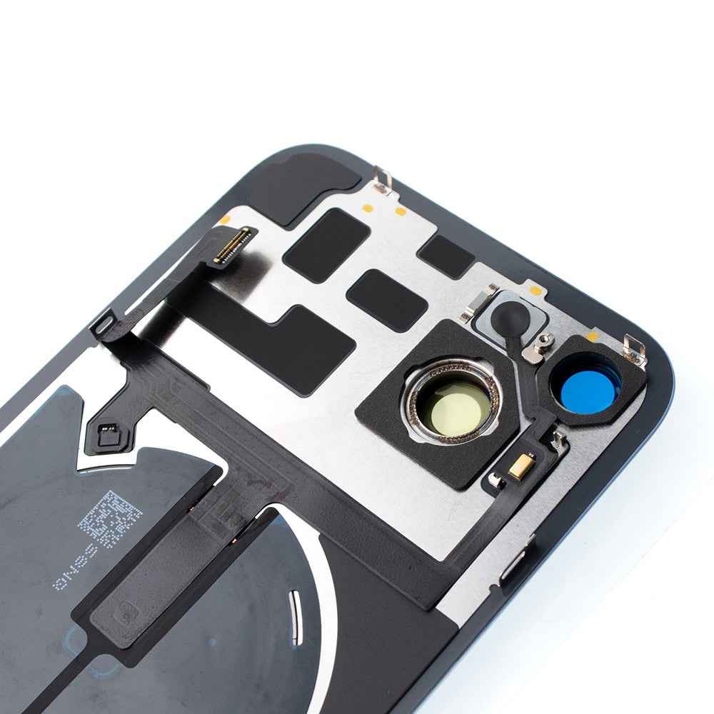 BQ7 Rear Cover Glass with Camera Lens Glass and Wireless NFC Charging with Flash Flex Cable for iPhone 14 Plus-Blue