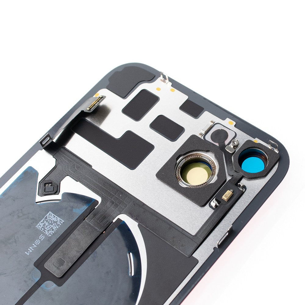 BQ7 Rear Cover Glass with Camera Lens Glass and Wireless NFC Charging with Flash Flex Cable for iPhone 14 Plus-Red