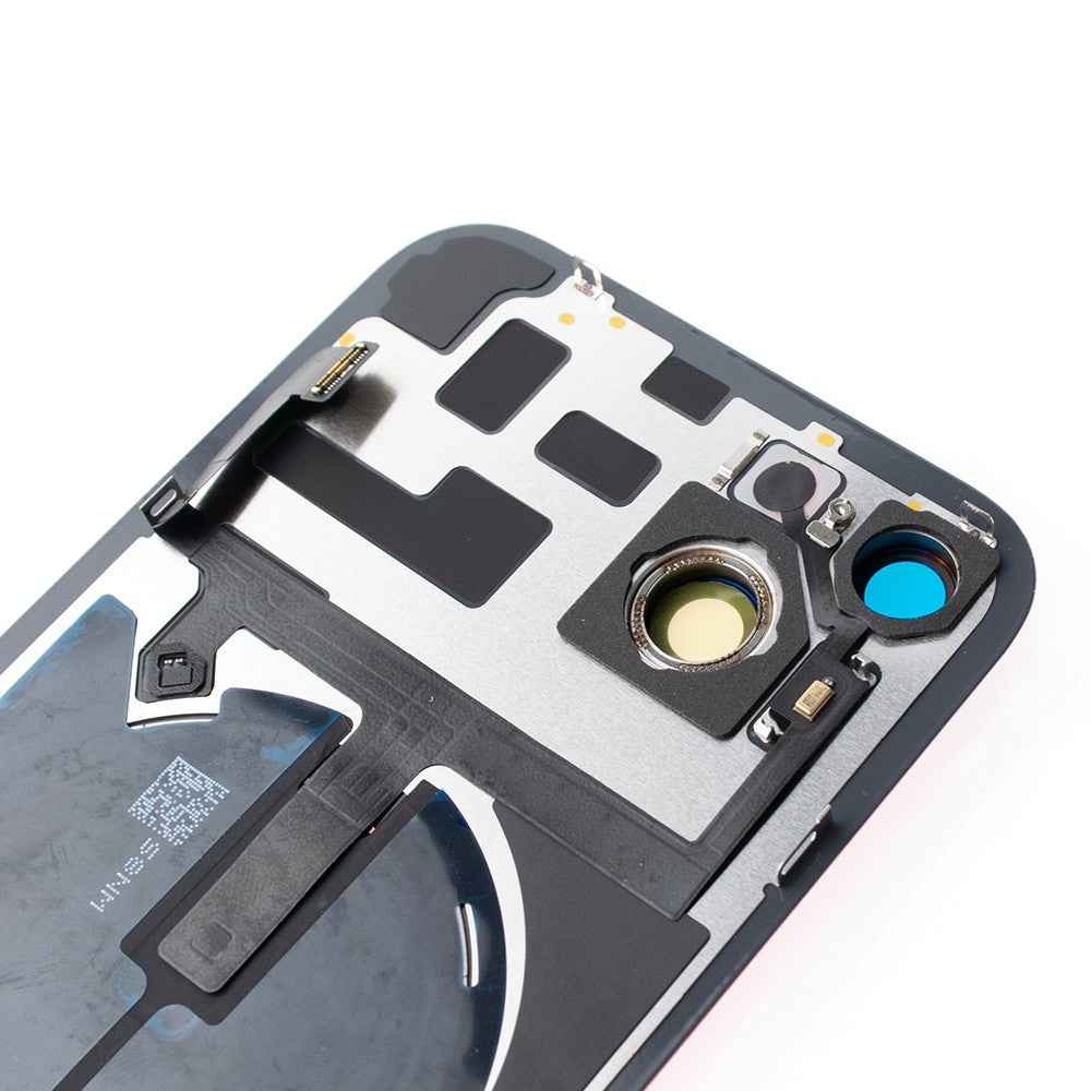 BQ7 Rear Cover Glass with Camera Lens Glass and Wireless NFC Charging with Flash Flex Cable for iPhone 14 Plus-Red