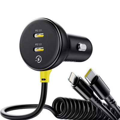 Baseus Circular Plastic Car Charger (C+C) + (C&L) Cable 60W
