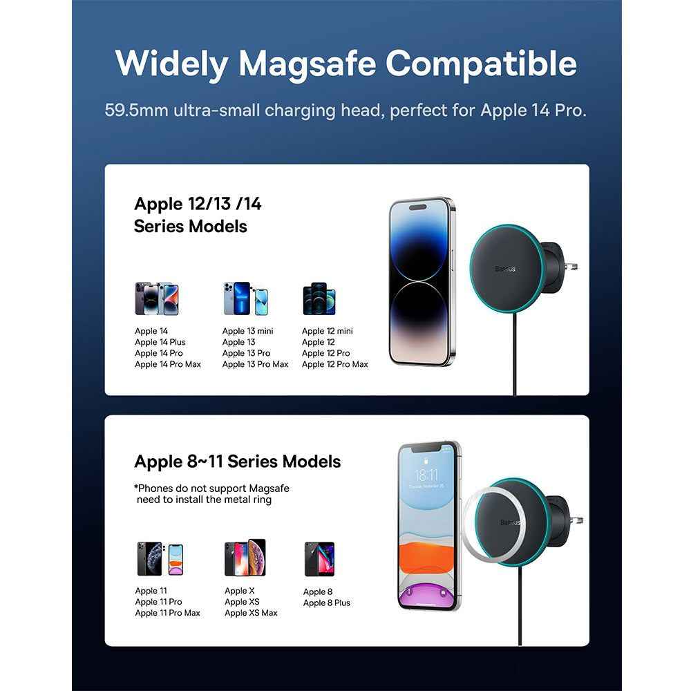 Basues CW01 Magnetic Wireless Charging Car Mount 40W (Wireless Charging 15W and USB-A 25W) Claw Edition-Cluster