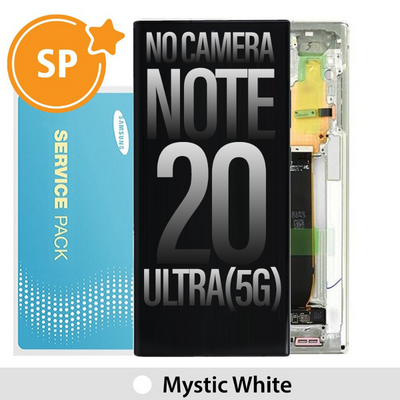 (Not Include Front Camera) Samsung Galaxy Note20 Ultra N985F 5G N986B OLED Screen Replacement Digitizer GH82-31453C (Service Pack)-Mystic White - MyMobile