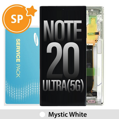 (With front Camera) Samsung Galaxy Note 20 Ultra(5G) (N985986) OLED Screen Replacement Digitizer GH82-23596C (Service Pack)-Mystic White - MyMobile