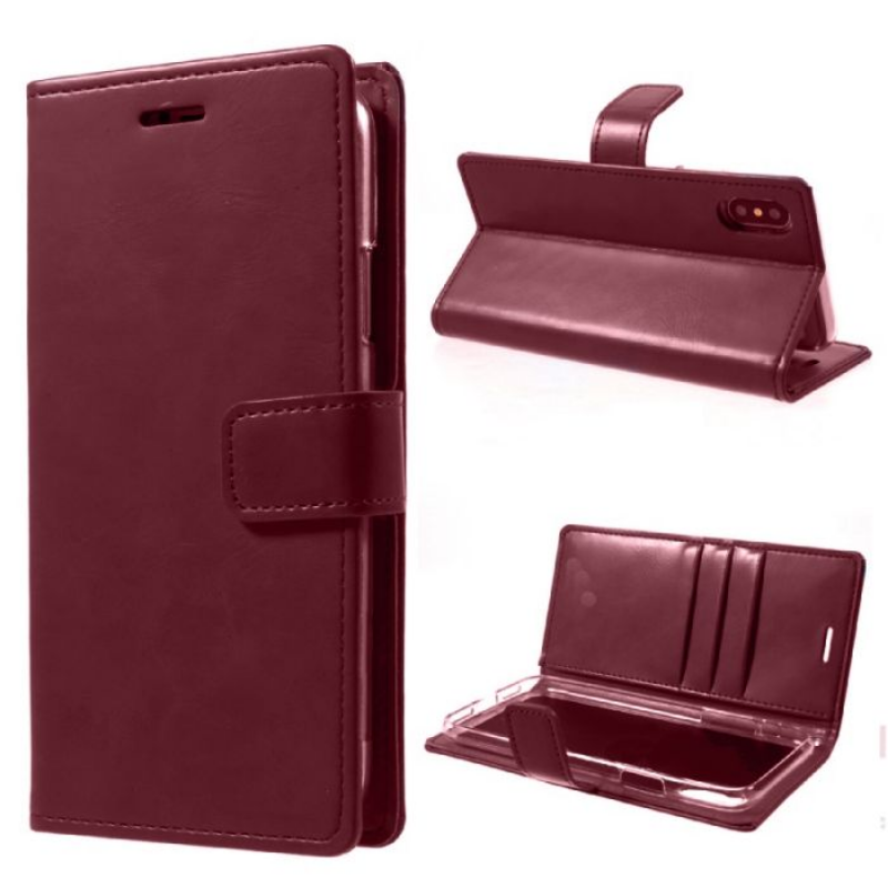 Mycase Leather Folder Iphone Xs 5.8 - Berry Red - MyMobile