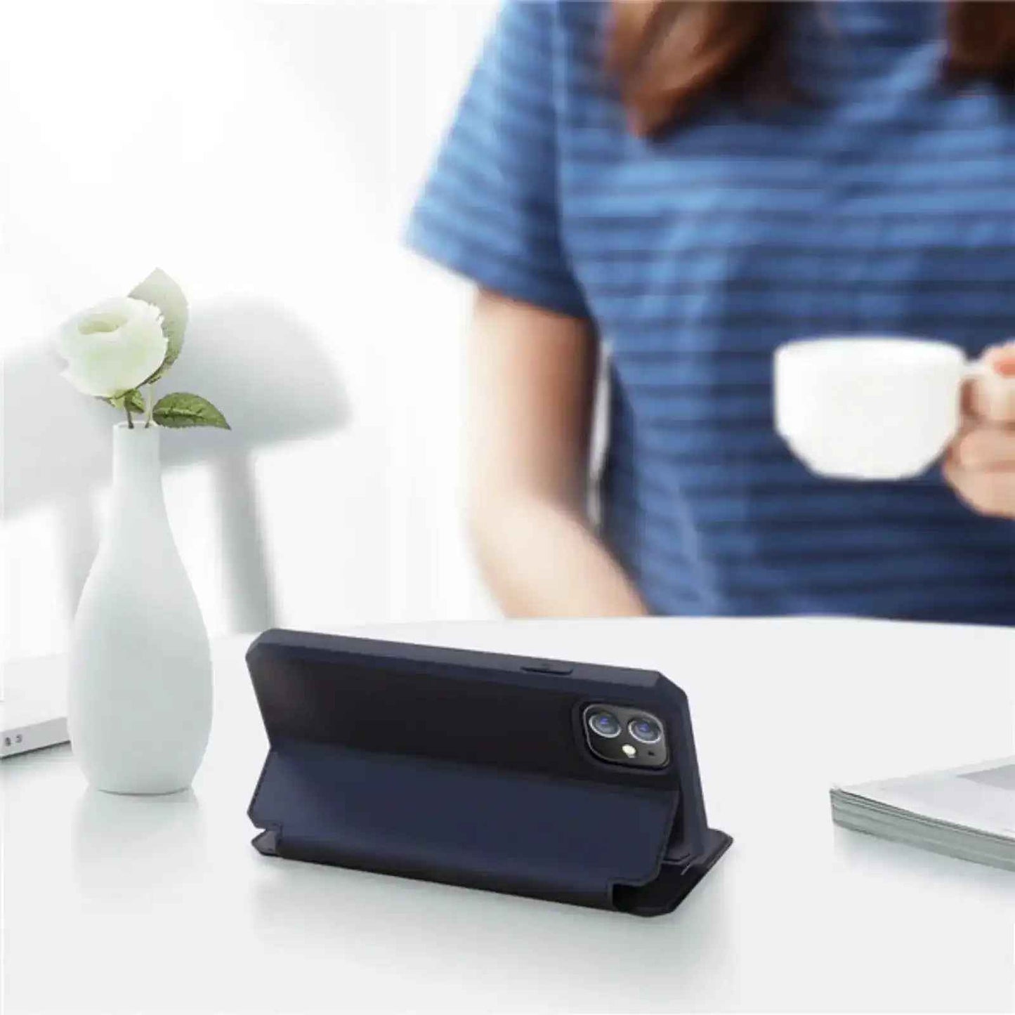 Dux Ducis Skin-x Series Magnetic Flip Case Cover For Iphone 12 Mini 5.4-navy