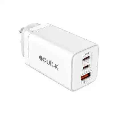 iQuick 65W USB-C Dual Ports Charging Adapter-White