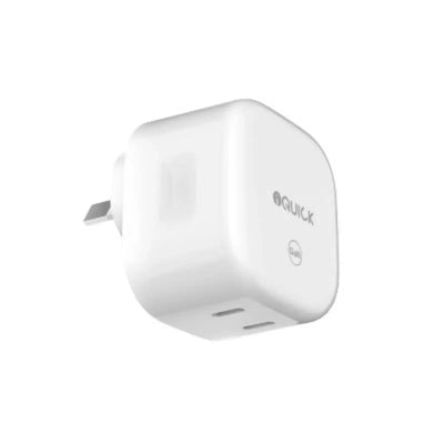 iQuick NANO Energy 1 35W USB-C Dual Ports Charging Adapter-White iquick