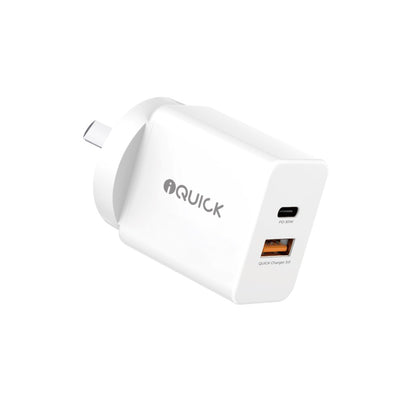 iQuick GaN II 30W PD3.0+QC3.0 Dual Ports Charging Adapter