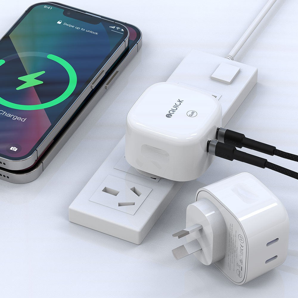 iQuick NANO Energy 1 35W USB-C Dual Ports Charging Adapter