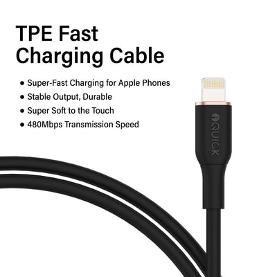 iQuick PowerWire 1 Series TPE Charging Data Cable Type-C to iP 3m