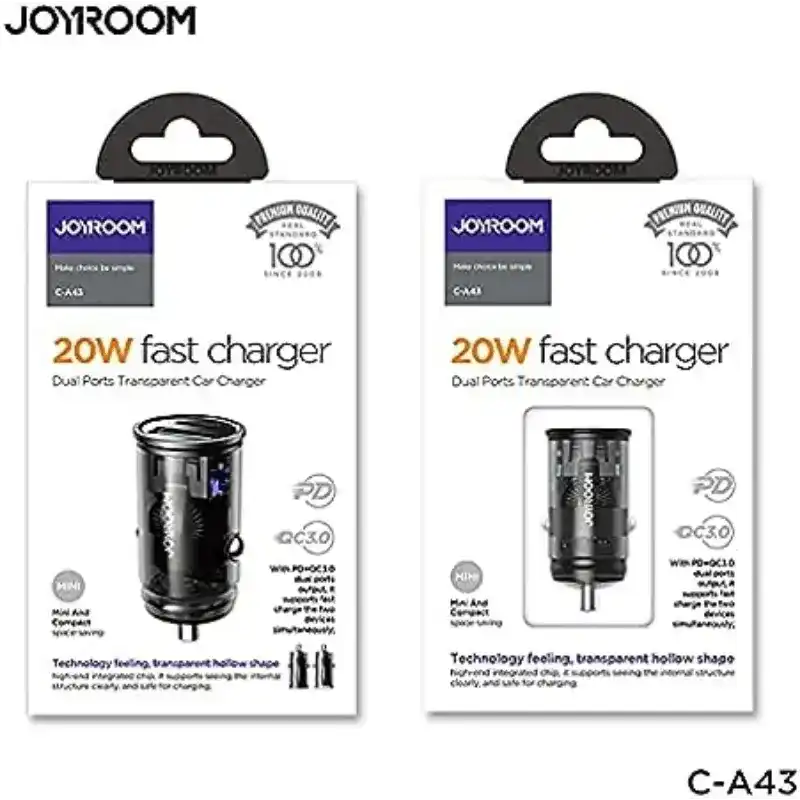 Joyroom - C - a43 20w Dual Ports Transparent Car Charger Usb C + A - MyMobile