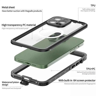 pepper Dot Ip68 Waterproof Case With Magnetic Ring For Iphone 14 Pro Max Magsafe