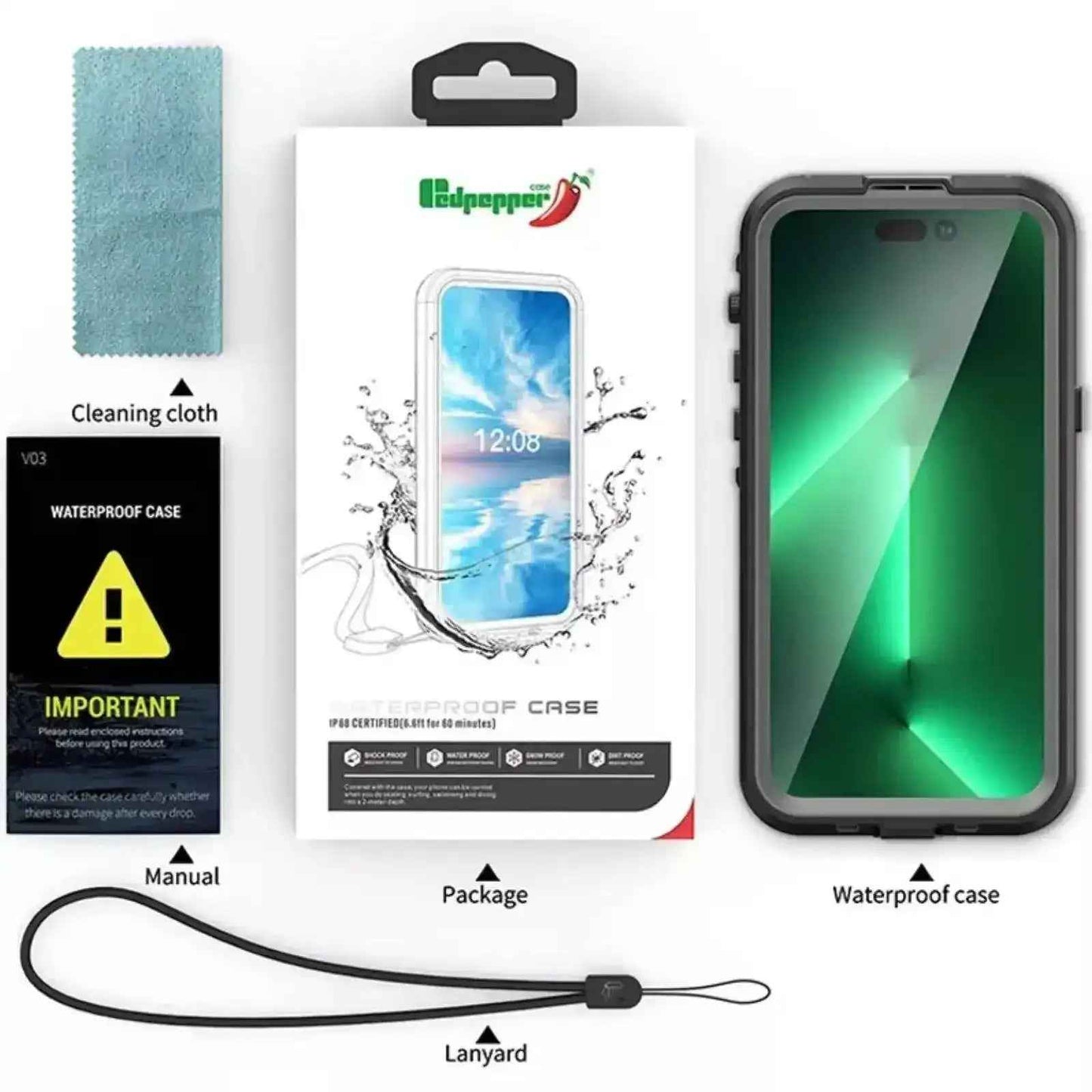 pepper Dot Ip68 Waterproof Case With Magnetic Ring For Iphone 14 Pro Max Magsafe