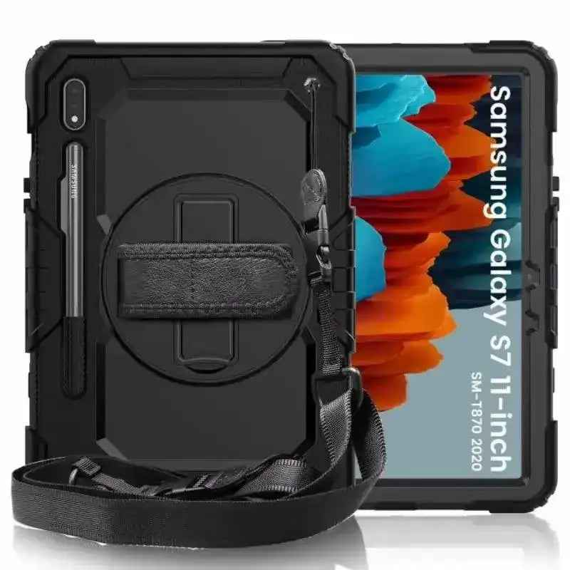 Pure Guardian 4 Case Samsung Tab S7/S8 11 - Black With Strap / Wireless pen Charging / In-build Screen Guard