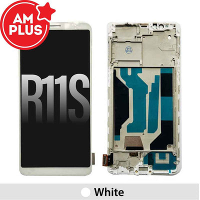 AMPLUS LCD Screen Digitizer with Frame for OPPO R11s-White