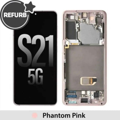 REFURB OLED Screen Replacement Digitizer With Frame For Samsung Galaxy S21 5G G991-Phantom Gray