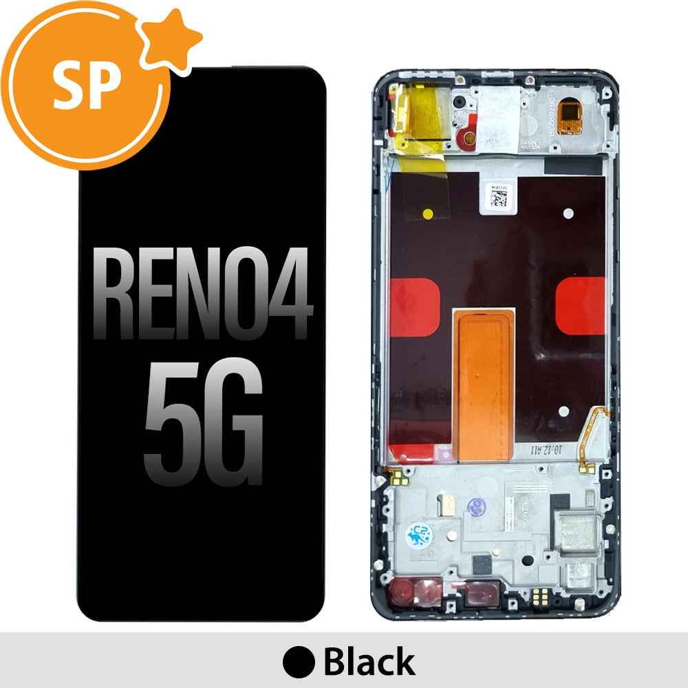 OLED Screen Replacement with Frame for OPPO Reno4 5G 4904705 (Service Pack) - Black
