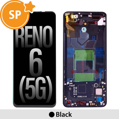 OLED Screen Replacement with Frame for OPPO Reno6 5G 4907749 (Service Pack)-Black