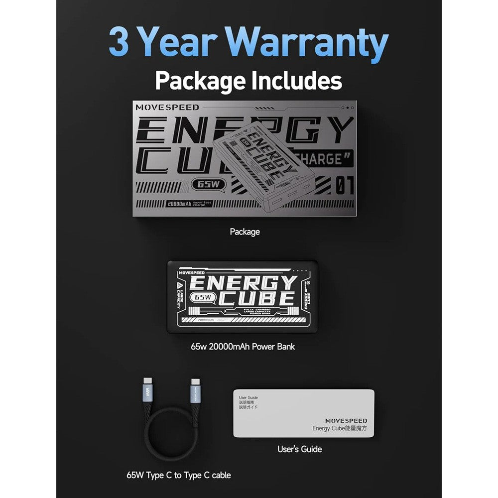 MOVE SPEED Laptop Portable Charger Power Bank 20,000mAh 65W (YSPBE20-65)