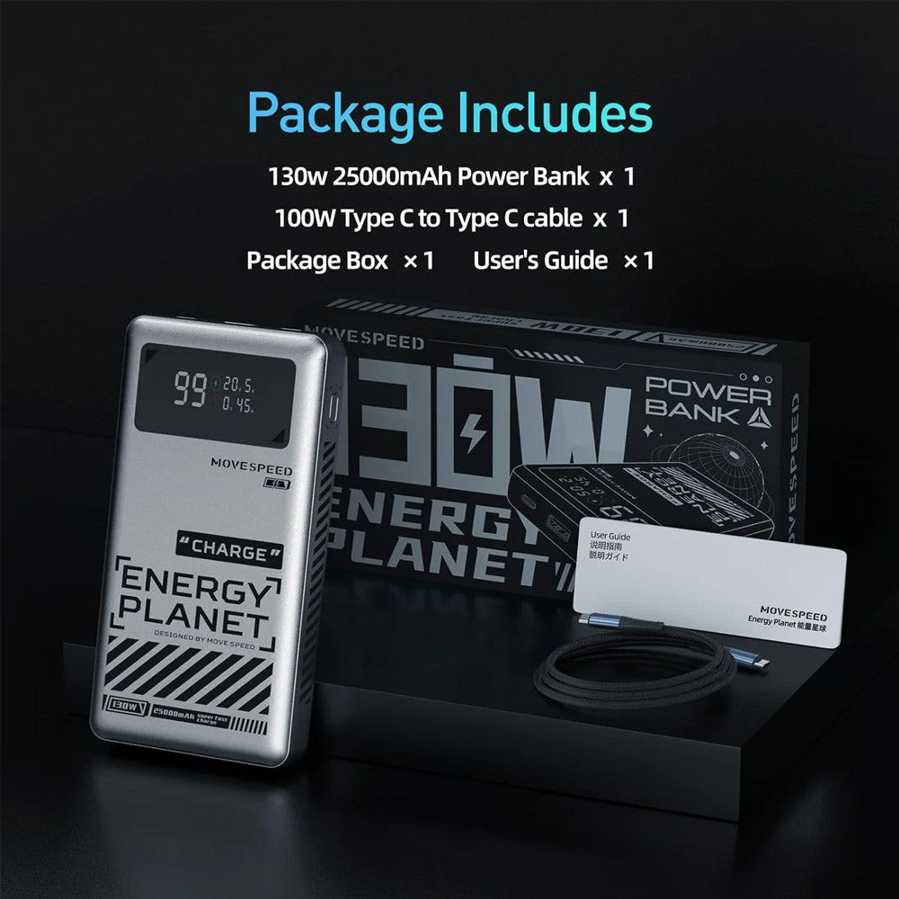 MOVE SPEED Laptop Power Bank 25,000mAh 130W (YSPBM25)-Silver