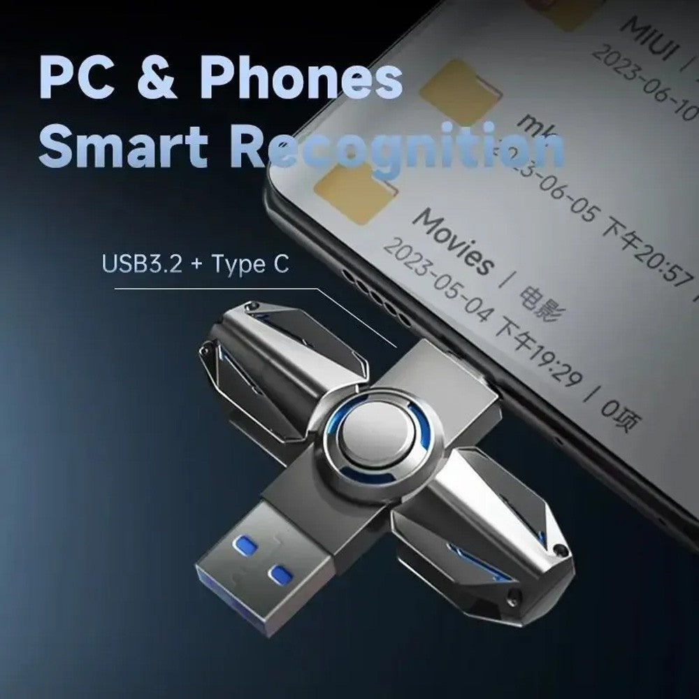 MOVE SPEED 256GB 360° Funny Gyroscope Pendrive 550MB/s USB 3.2 Type-C Flash Drive (YSUYV-256GSN)