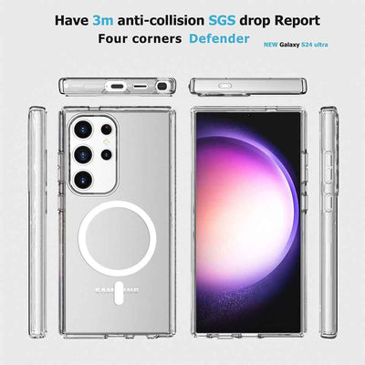 UTIA Shockproof Transparent Case Cover With Magnetic Ring for Samsung Galaxy S26-Transparent