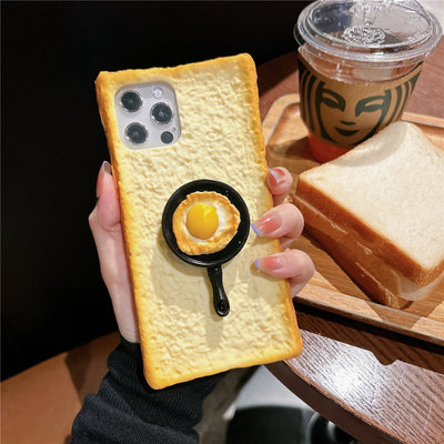 Soft Silicone Toast Bread Anti Falling Mobile Phone Case For iPhone 15