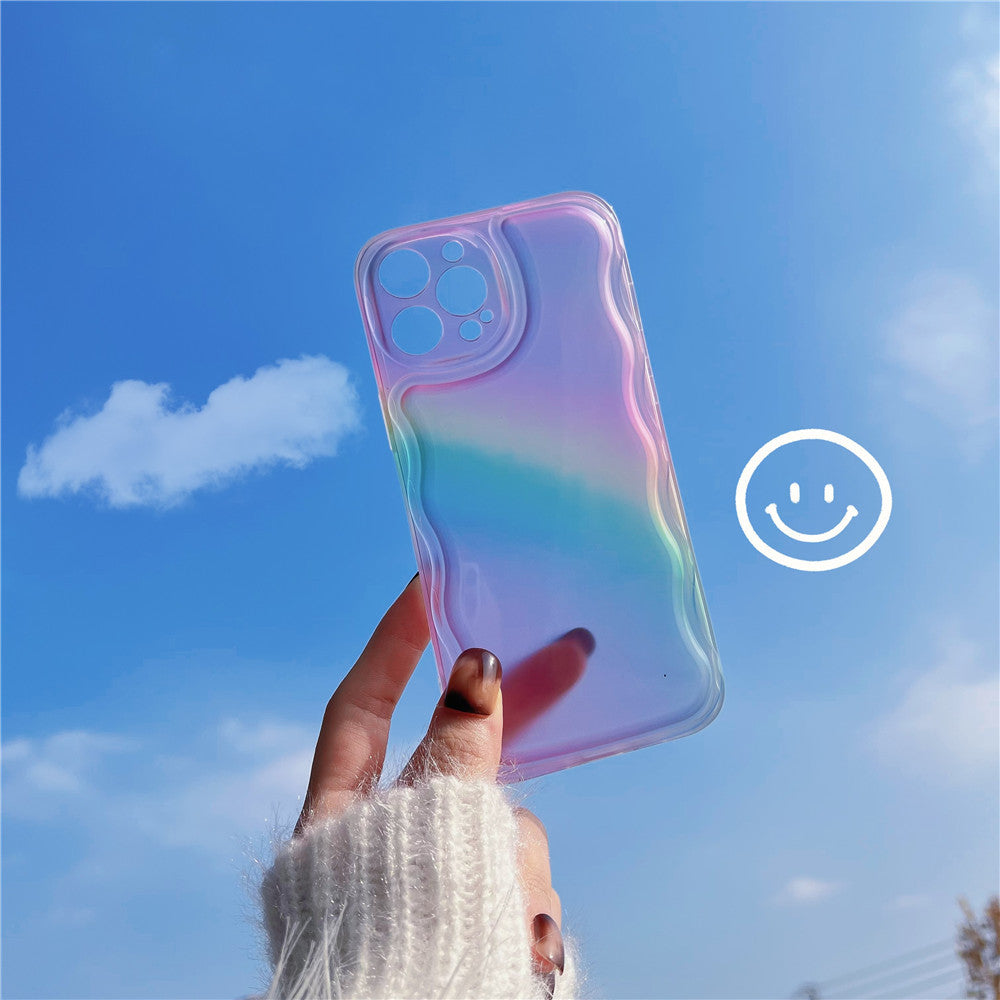 Transparent Rainbow Headset Drop Proof Phone Case For iPhone 14