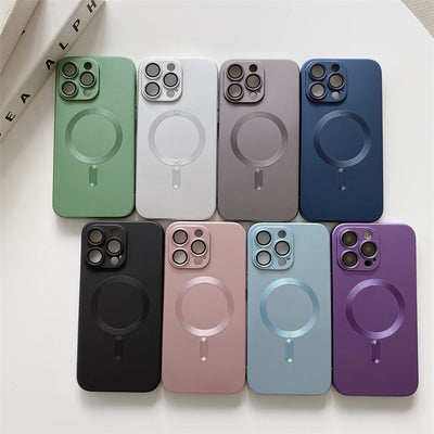 Magnetic Suction With Lens Film Electroplating Mobile Phone Case For iPhone 16