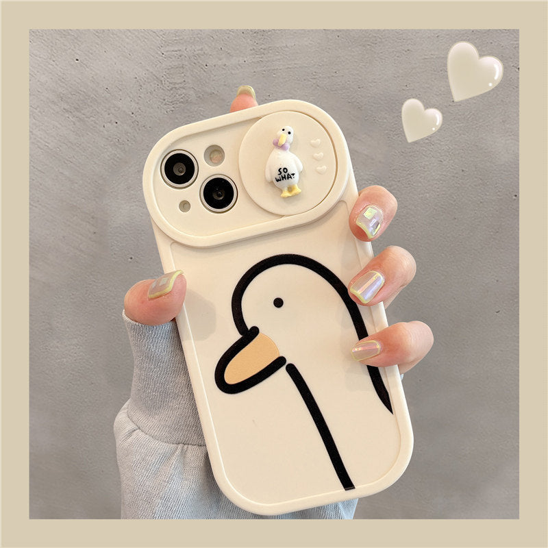 Duck Pattern Sliding Window Silicone Mobile Phone Case For iPhone 14